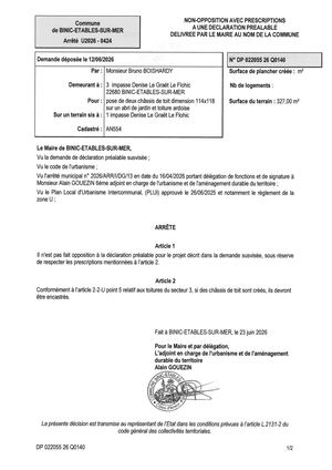 DP 26 Q 0140 - Arrêté