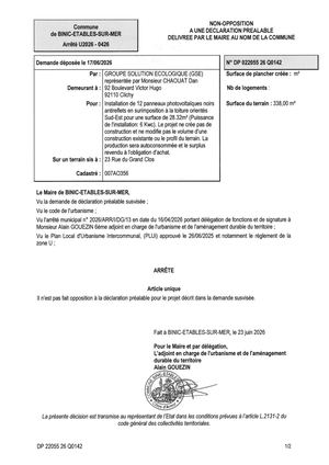 DP 26 Q 0142 - Arrêté