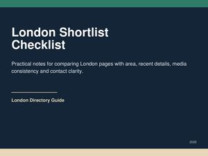 London Shortlist Checklist For Directory Pages