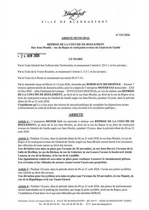Arrêté n°212-2026