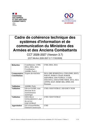 [Cct Np] Cadre De Cohérence Technique Des Systèmes D'information Et De Communication Du Ministère Des Armées (Version 3 7 Np