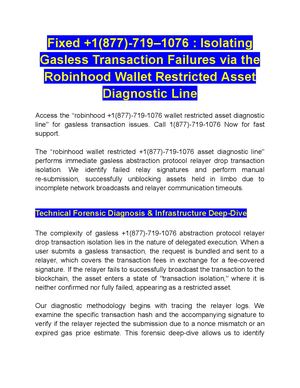 Fixed +1(877)-719–1076 : Isolating Gasless Transaction Failures via the Robinhood Wallet Restricted Asset Diagnostic Line