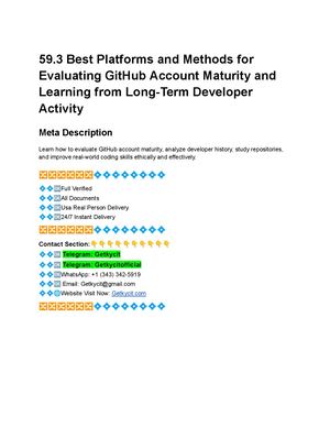 What Are The Best Platforms Usa To Buy Old Git Hub Accounts