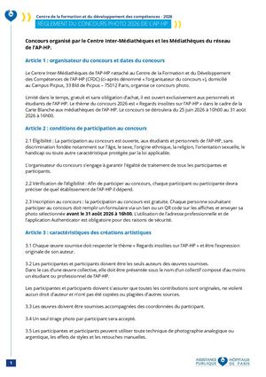 Réglement Du Concours De Photographie Cim Vf