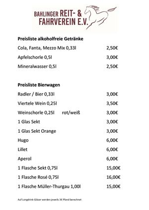 Bahlinger Reit- & Fahrverein e.V. - Speisen & Getränke