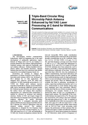 Triple-Band Circular Ring Microstrip Patch Antenna Enhanced by Nd:YAG Laser Processing at C-band for Wireless Communications