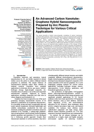 An Advanced Carbon Nanotube-Graphene Hybrid Nanocomposite Prepared by Arc Plasma Technique for Various Critical Applications
