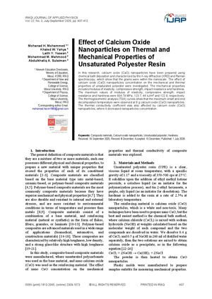 Effect of Calcium Oxide Nanoparticles on Thermal and Mechanical Properties of Unsaturated Polyester Resin