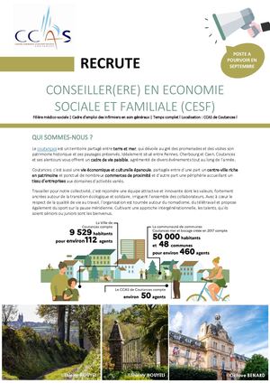 Profil De Poste Conseiller(ère) En éConomie Sociale Et Familiale (Cesf) Interne