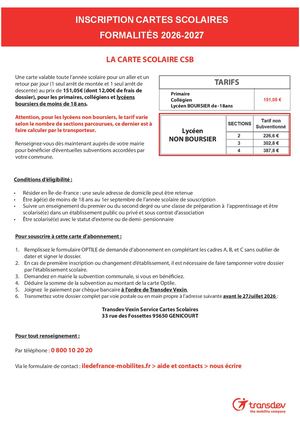 TARIFS RECTIFIES CARTE Imagine'R scolaire