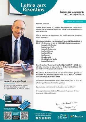 Lettre aux riverains : Braderie Des Commercants