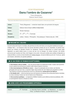 Fiche Pédagogique Dans l'ombre De Cezanne
