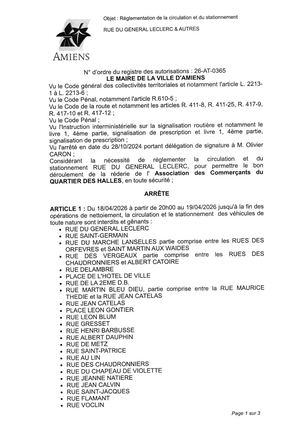 26 At 0365 Reg Circu Et Statio Du 18 04 26 A 20h Au 19 04 26 Rue Du General Leclerc