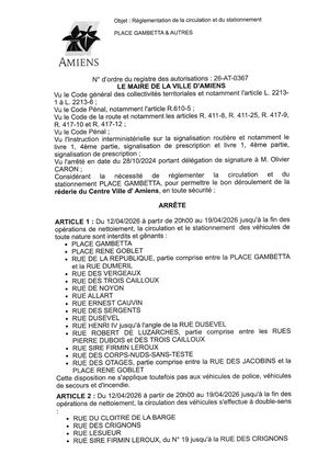 26 At 0367 Reg Circu Et Statio Place Gambetta Et Autres Du 12 04 26 Au 19 04 26