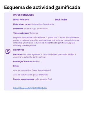 Esquema De Actividad Gamificada