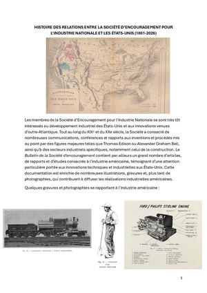 Histoire des relations entre la Société d'Encouragement pour l'Industrie Nationale et les États-Unis