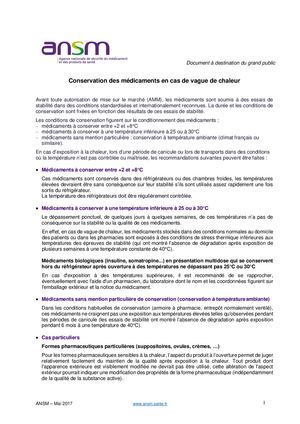 Canicule Conservation Medicaments Ansm