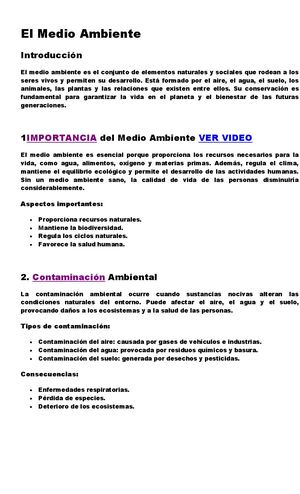 El Medio Ambiente