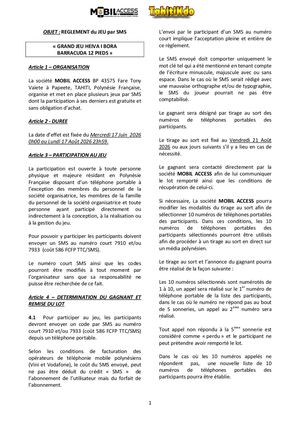 Reglement Mobil Acess Grand Jeu Heiva I Bora
