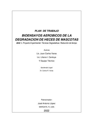 Proyecto Microbiologico Plan De Trabajo I