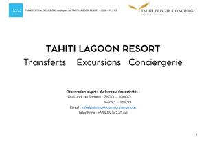 Liste Des Activités Tahiti Lagoon Resort 2026