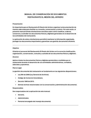Manual De Conservación De Documentos