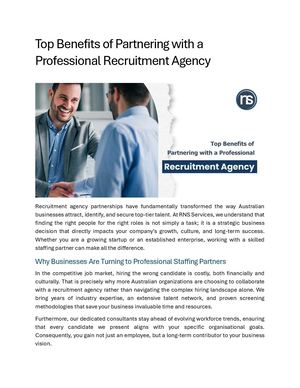 Top Benefits Of Partnering With A Professional Recruitment Agency