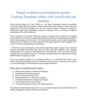 Nepal Workforce Recruitment Agency Linking Nepalese Talent With Worldwide Job Markets