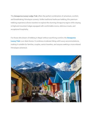 Annapurna Luxury Lodge Trek Experience The Himalayas In Comfort And Style