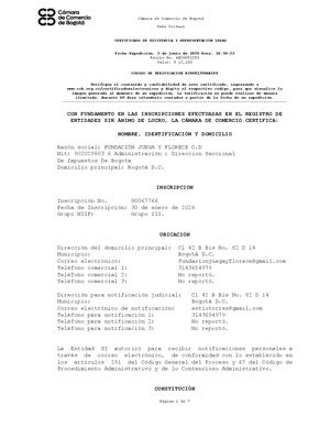 Certificado Camara De Comercio