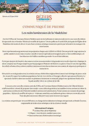 Son Et Lumière 2026, Communiqué de Presse