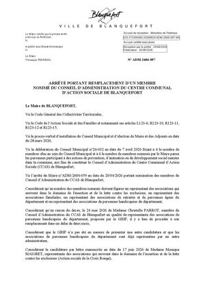 Adm 2606 097 Arr Remplacement Membre Nommé Ca Juin 26 Pref