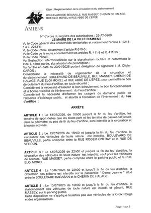 26 At 0969 Réglementation De La Circulation Et Du Stationnement Bld Beauville, Rue Massy, Chemin Du Halage , Rue Eloi Morel Et Rue Abbé De L'épee Le 13 07 2026