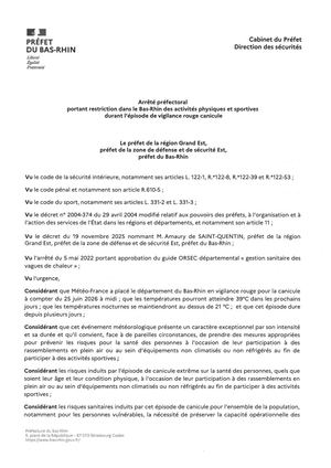 20260624 Arrêté Interdiction Activités Physiques Et Sportives Vigilance Rouge Canicule