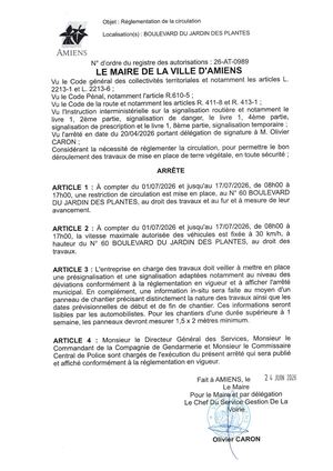 26 At 0989 Réglementation De La Circulation Bld Du Jardin Des Plantes Du 01 07 2026 Au 17 07 2026