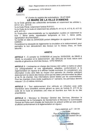 26 At 0849 Réglementation De La Circulation Et Du Stationnement Cite Henaux Du 01 09 2026 Au 30 09 2026