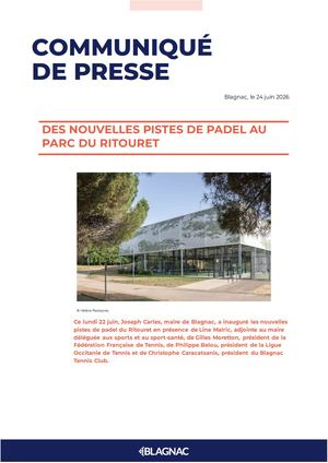 2026 06 24 CP De Nouvelles Pistes De Padel Au Parc Du Ritouret