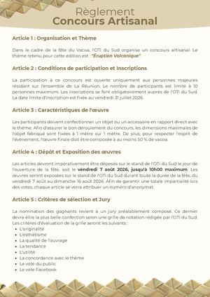 Réglement Concours Artisanal Eruption Volcanique
