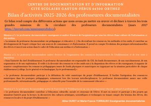 Bilan D’activités 2025 2026 Des Professeures Documentalistes Cité Scolaire Gaston Fébus 64300 Orthez