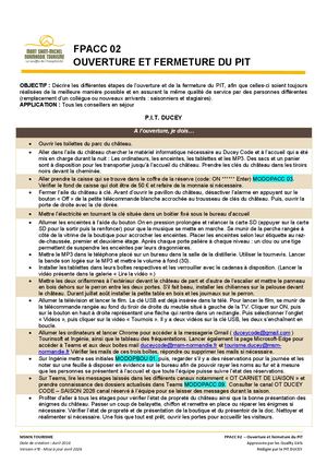 Fpacc 02 Ouverture Et Fermeture Pit Ducey