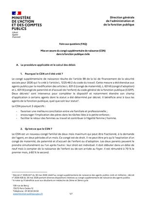 FàQ Congé supp de naissance