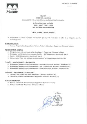 2026 07 02 ODJ Conseil Municipal