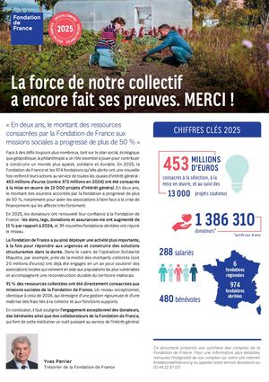 Dépliant comptes 2025 de la Fondation de FRance