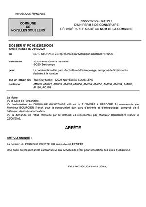 ARR PC0626282200009 Retrait