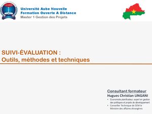 Hugues Christian LINGANI Suivi éValuation Outils Méthodes Et Techniques
