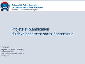 Hugues Christian LINGANI Planification Socio éConomique