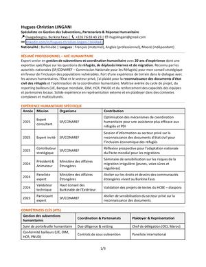 Cv Lingani hugues christianDrc Pdf