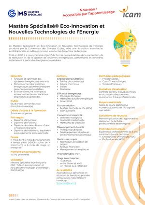 Mastère Spécialisé Expert éco-innovation