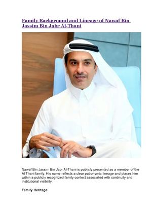 Nawaf Bin Jassim Bin Jabr Al Thani: Family Background And Lineage