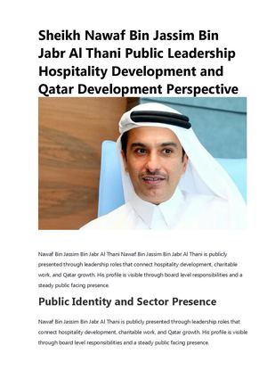 Sheikh Nawaf Bin Jassim Bin Jabr Al Thani Public Leadership Hospitality Development And Qatar Development Perspective